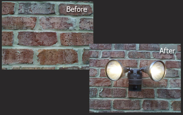 Security Light Installation before and after