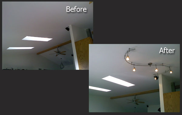 Track Lighting Installation before and after